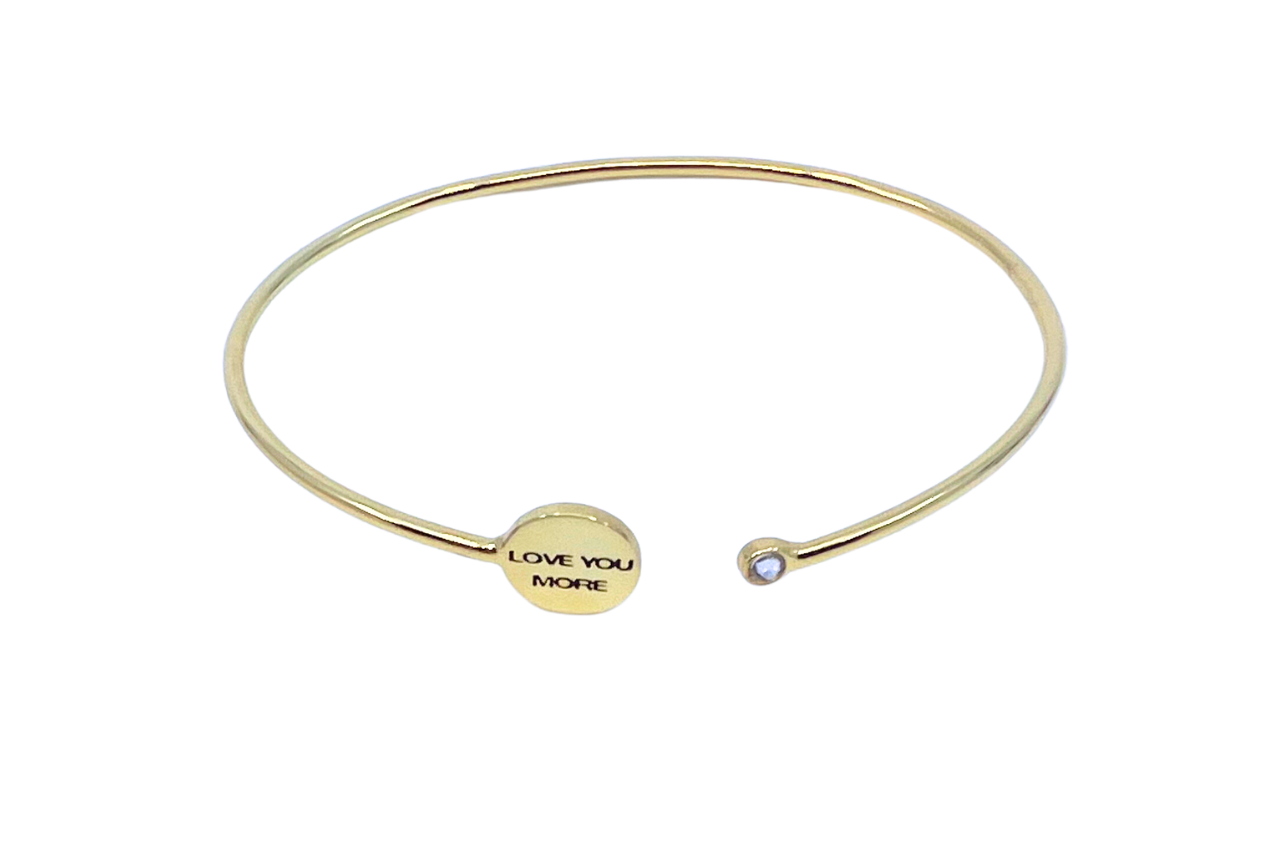 Love You More Thin Cuff with Rhinestone