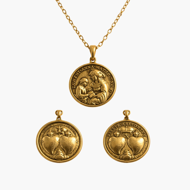 Sacred Heart Gold Large Coin Necklace