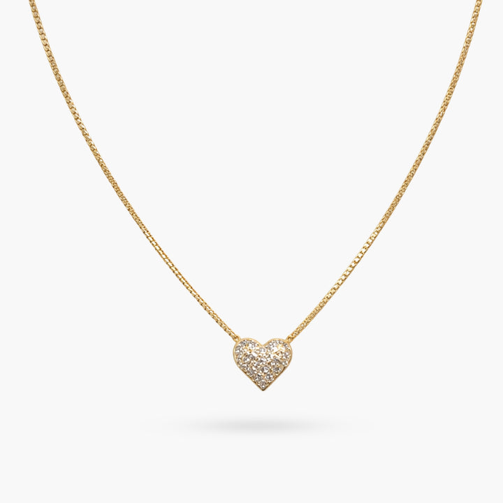 The Bubble Heart Rhinestone Gold Necklace