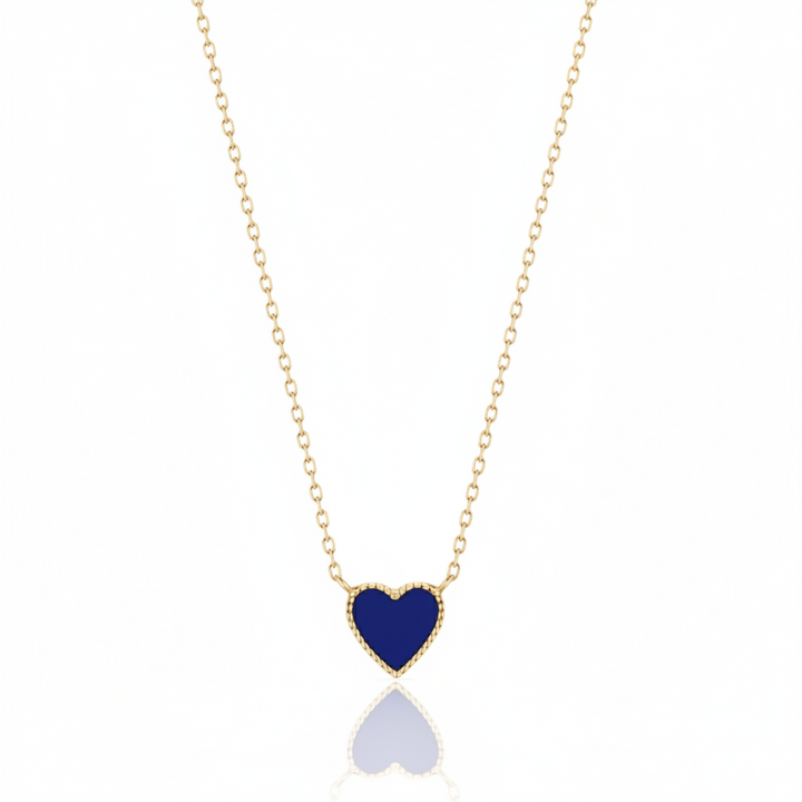 14K Lapis Lazuli Heart Gold Dainty Necklace
