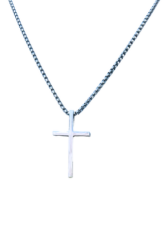 The Silver Cross with Long Chain Necklace
