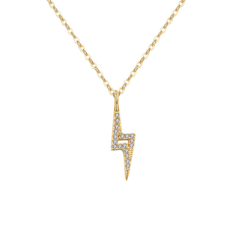 Sparkle Lightening Bolt Gold Necklace