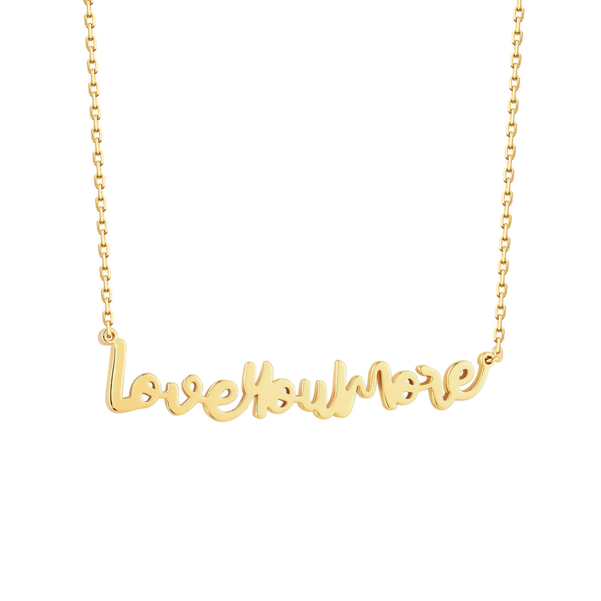 Script Love You More Bar Gold Necklace