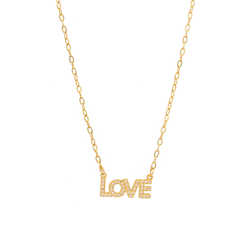 The Love Gold Horizontal Necklace Bling