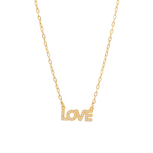 The Love Gold Horizontal Necklace Bling