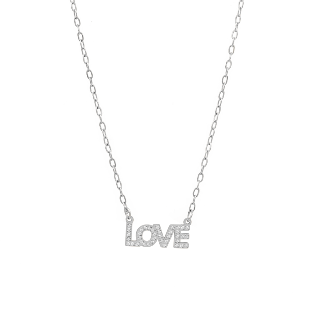 The Love Silver Horizontal Necklace Bling