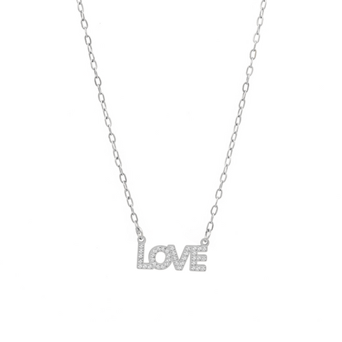 The Love Silver Horizontal Necklace Bling