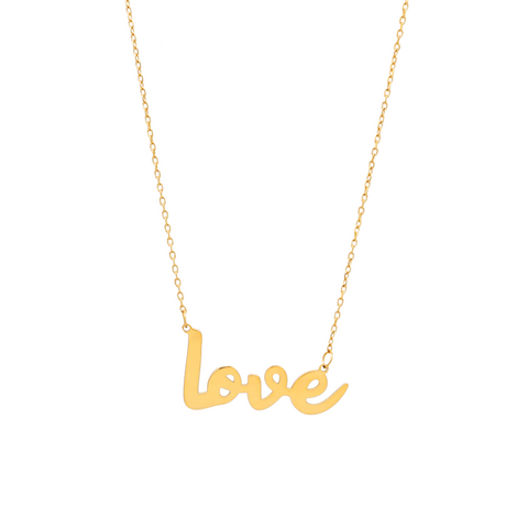 Brand Love Gold Horizontal Necklace