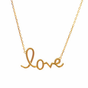 Script Love Gold Horizontal Necklace