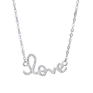The Script Love Silver Horizontal Necklace Bling