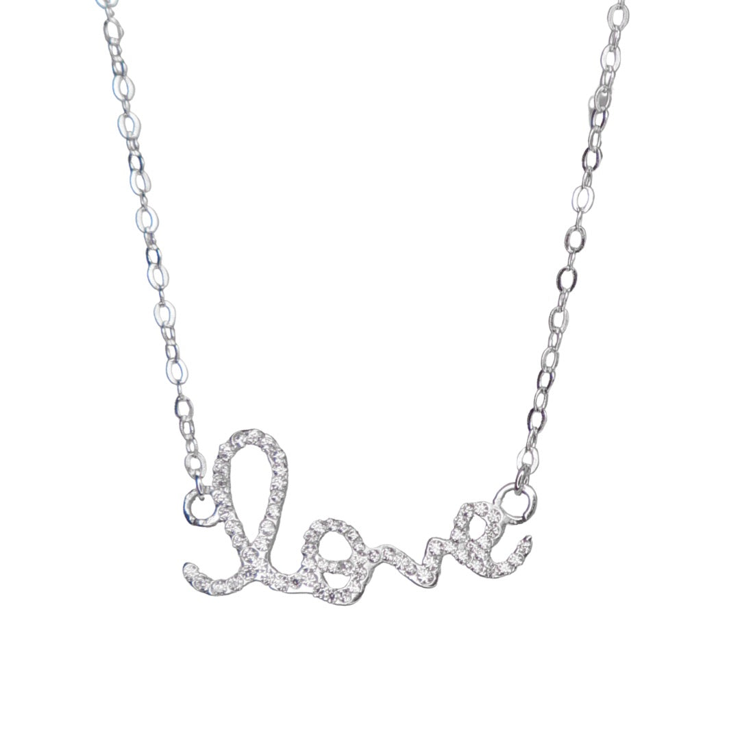 The Script Love Horizontal Necklace Bling