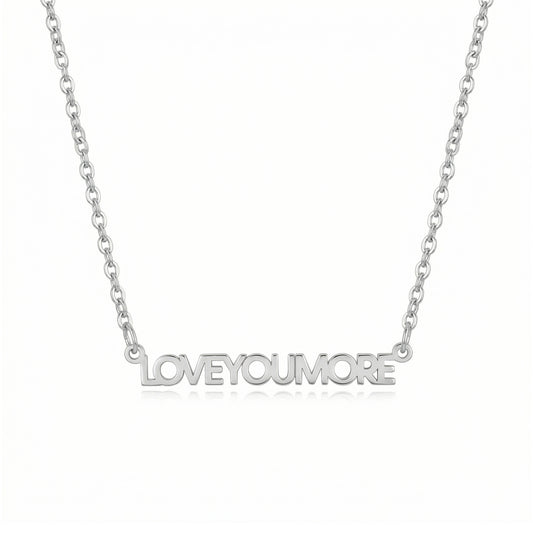 Mini Love You More Bar Silver Necklace