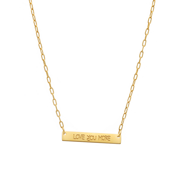 Love You More Mini Plaque Necklace Gold