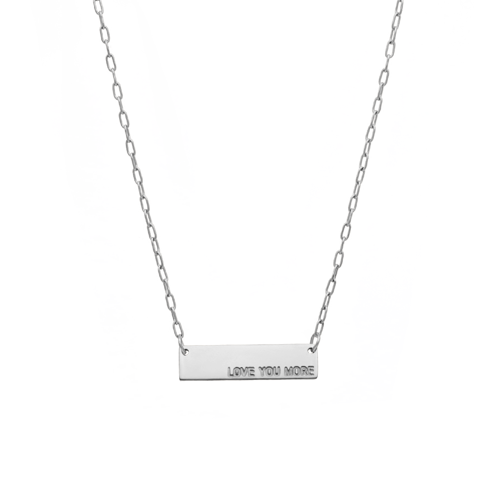 Love You More Silver Plaque Necklace