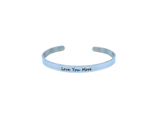 Love You More Script Cuff in Silver