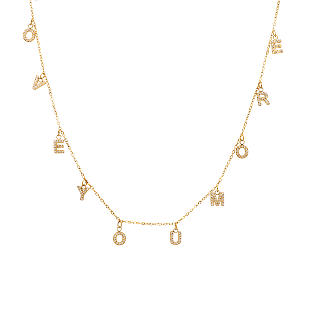 Love You More Spaced Necklace Bling