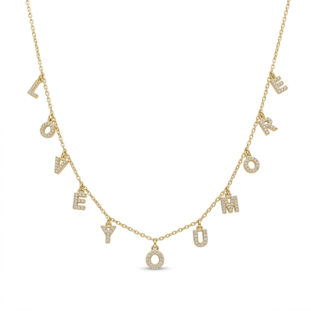 Love You More Spaced Necklace Bling