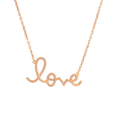The Script Love Gold Horizontal Necklace Bling
