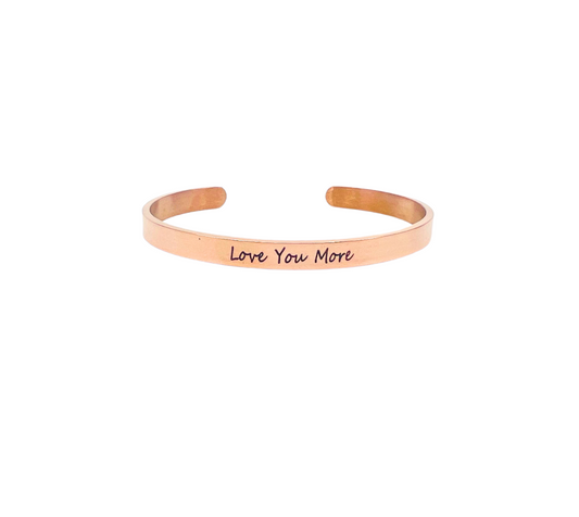 Love You More Script Cuff in Gold Rose