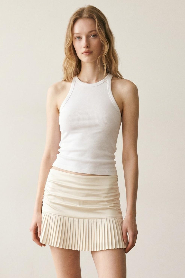 Low Rise Pleated Mini Skirt
