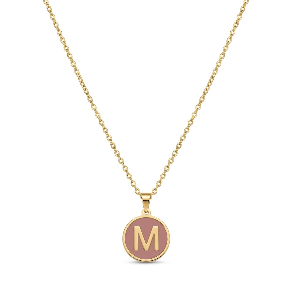 Alphabet Letter Necklace - Round Mother of Pearl
