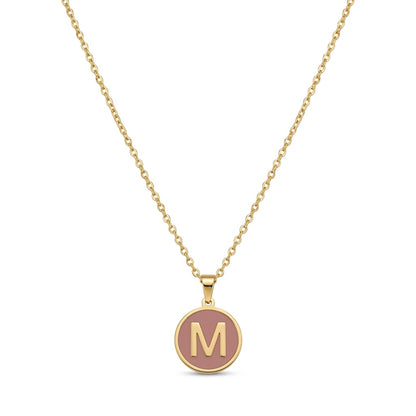Alphabet Letter Necklace - Round Mother of Pearl