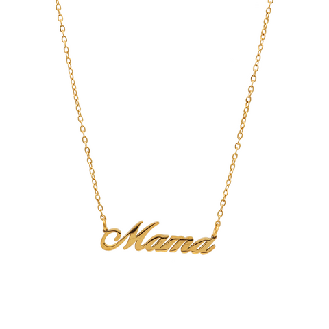 The Mama in Gold Cursive Necklace