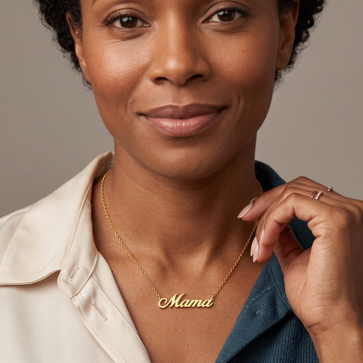 Mama in Cursive Necklace