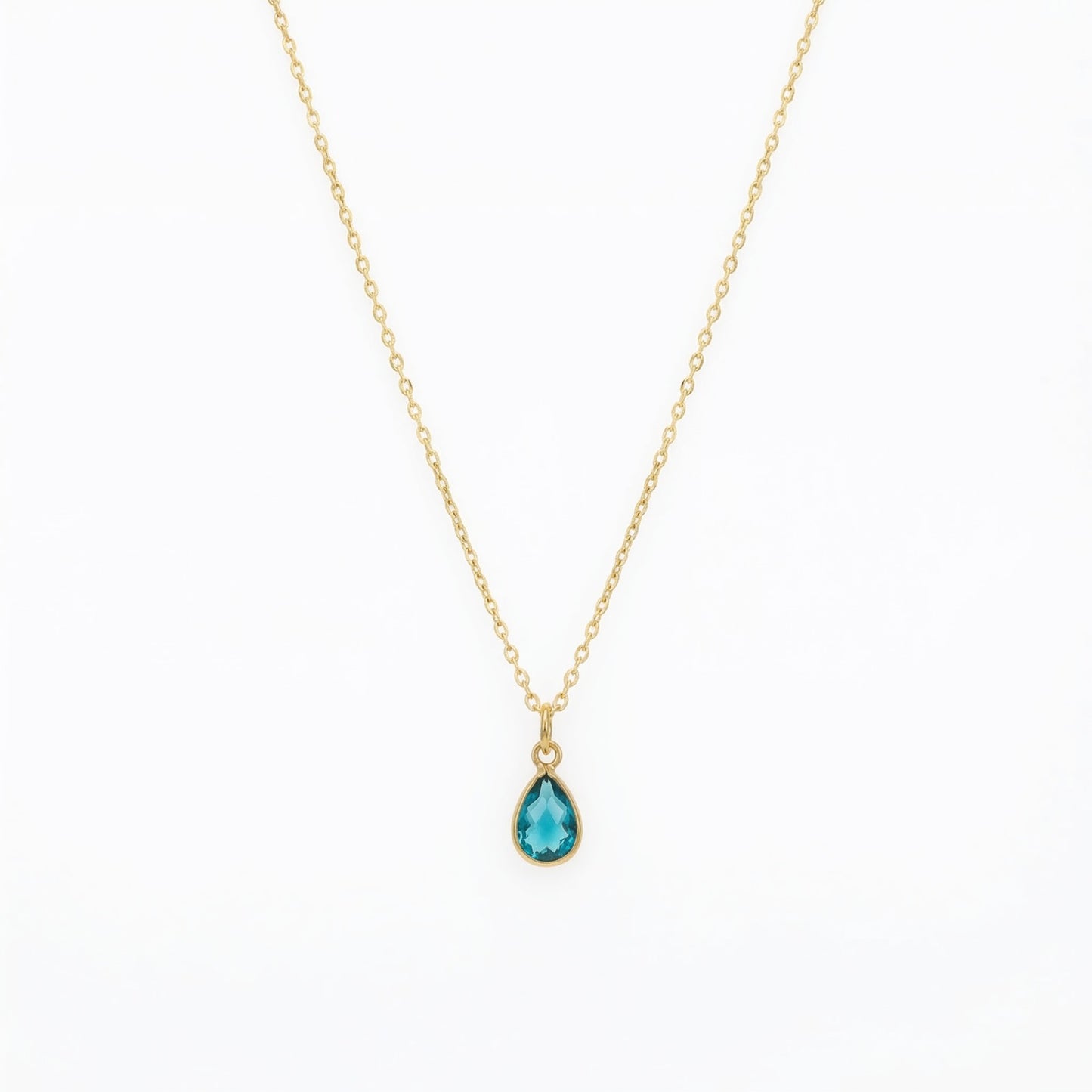 The Birthstones Teardrop Bezel Set Gold Necklace