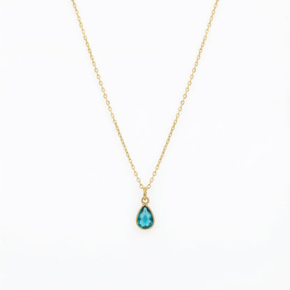 The Birthstones Teardrop Bezel Set Gold Necklace