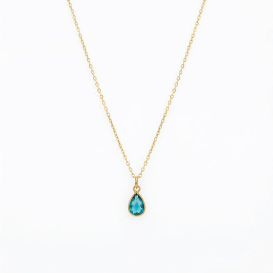 The Birthstones Teardrop Bezel Set Gold Necklace
