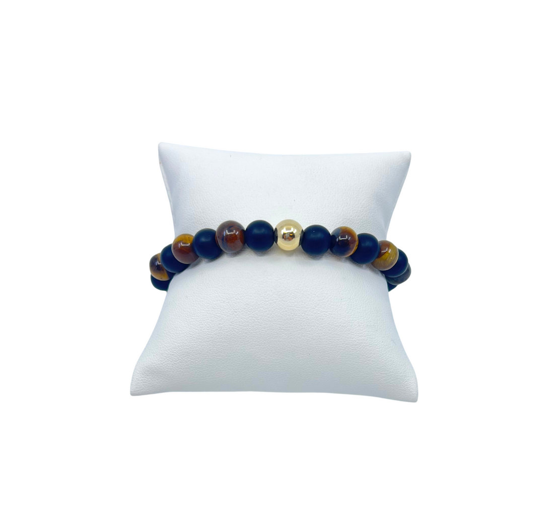 Black Onyx & Tiger Eye Cord Bracelet