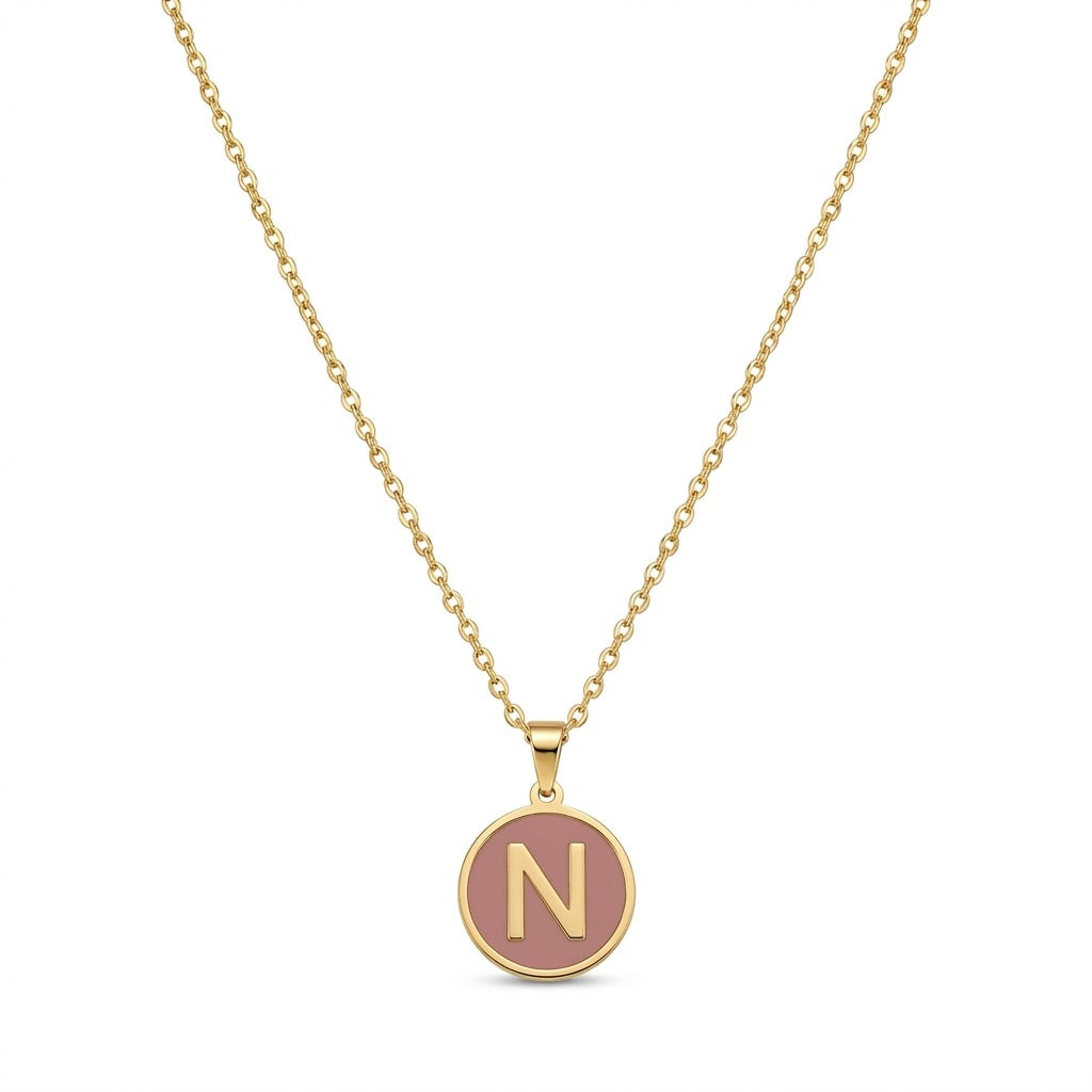 Alphabet Letter Necklace - Round Mother of Pearl