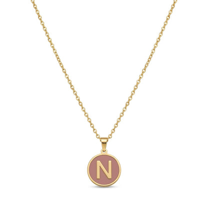 Alphabet Letter Necklace - Round Mother of Pearl