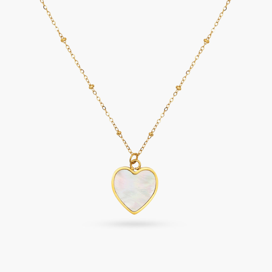 Mother of Pearl Heart Gold Necklace