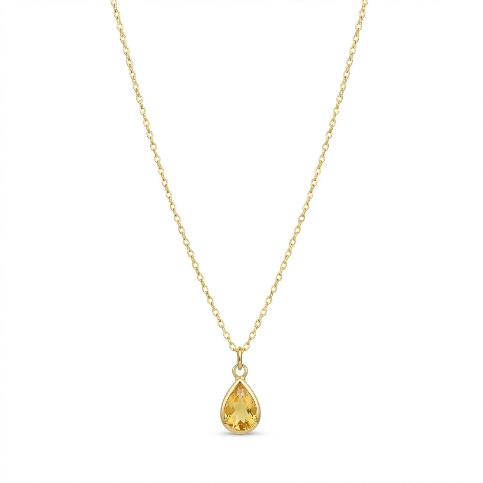The Birthstones Teardrop Bezel Set Gold Necklace