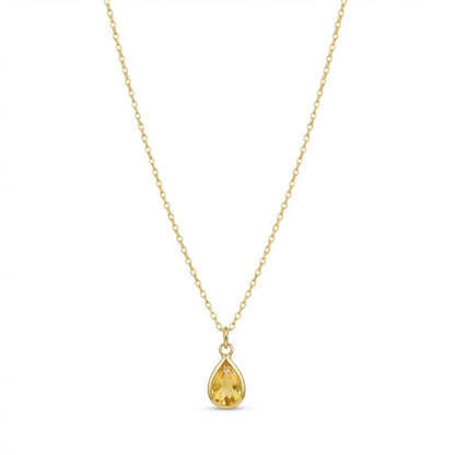 The Birthstones Teardrop Bezel Set Gold Necklace