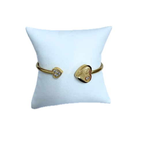 Two Hearts Gold Cuff with Rhinestones