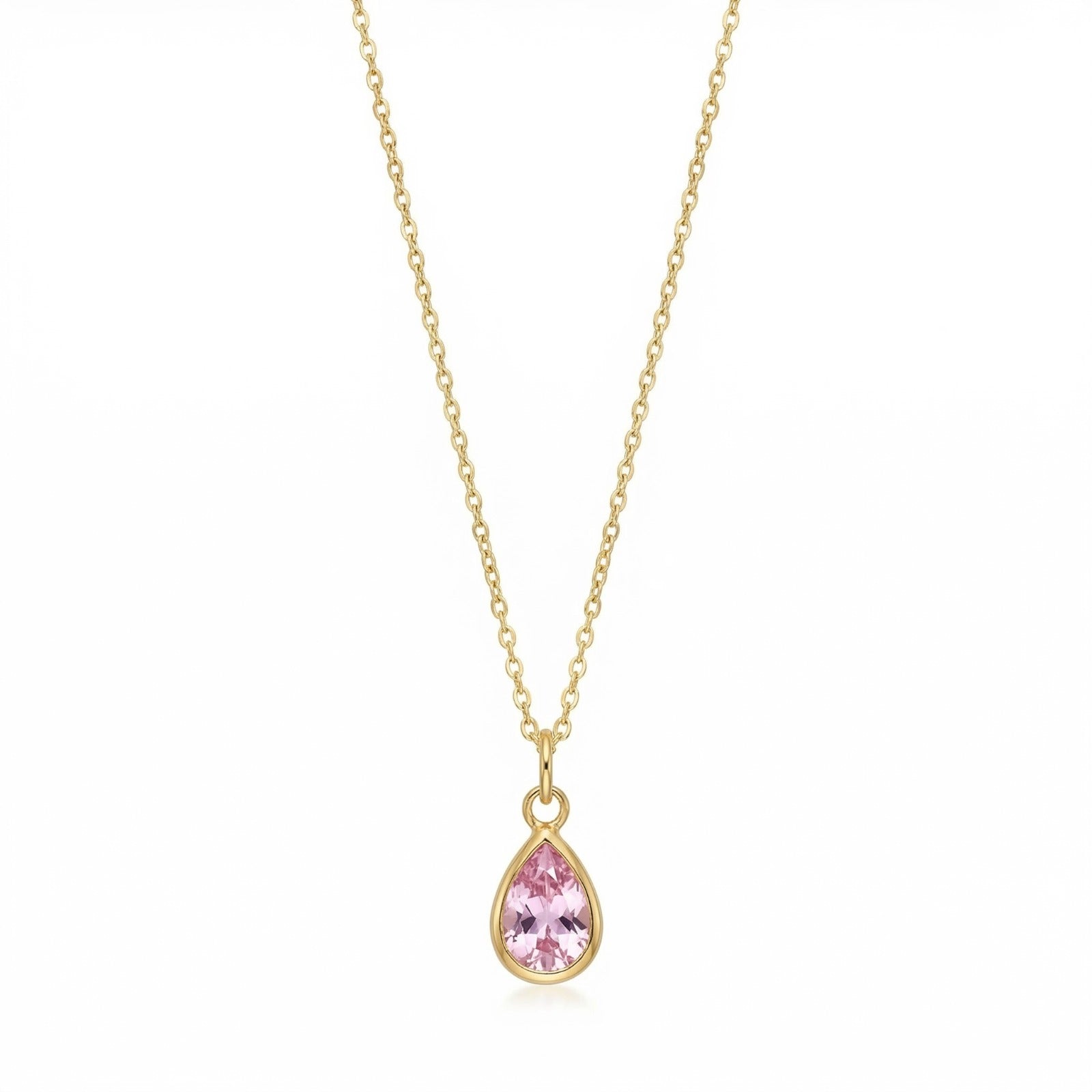 The Birthstones Teardrop Bezel Set Gold Necklace