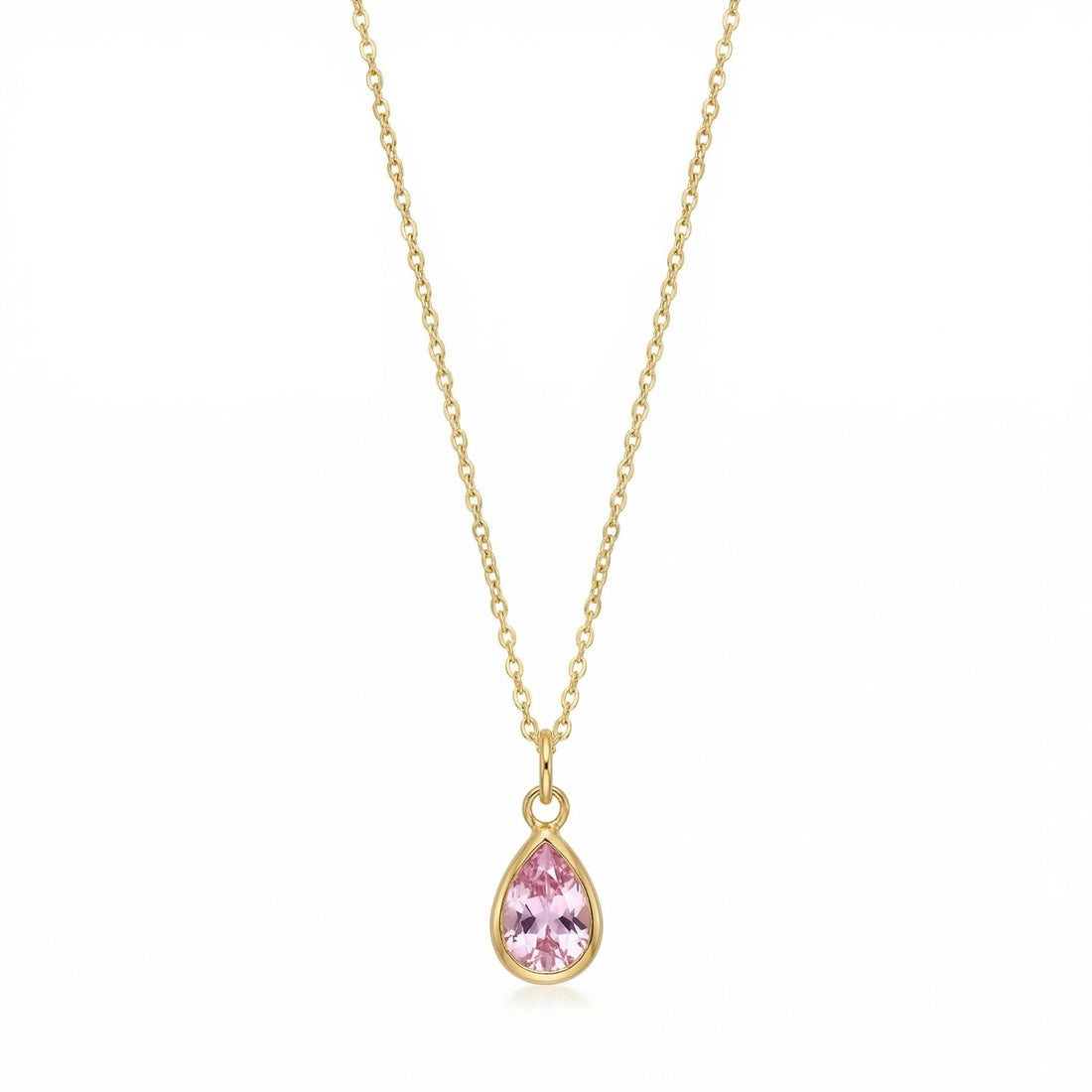 The Birthstones Teardrop Bezel Set Gold Necklace