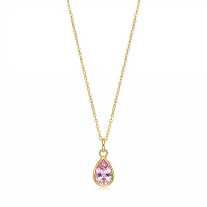 The Birthstones Teardrop Bezel Set Gold Necklace