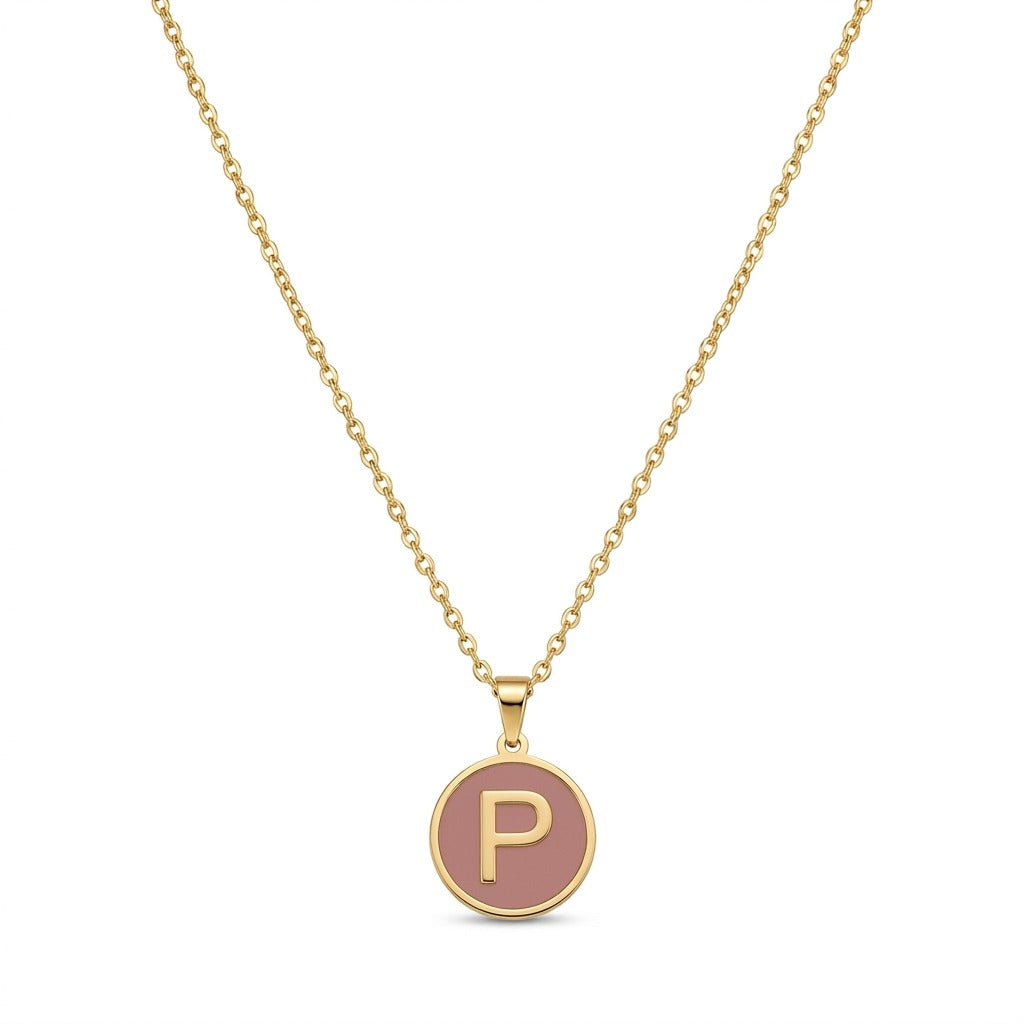 Alphabet Letter Necklace - Round Mother of Pearl