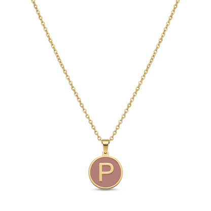 Alphabet Letter Necklace - Round Mother of Pearl