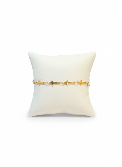 The Crosses in a Row Gold Bracelet