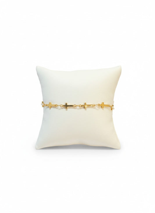 The Crosses in a Row Gold Bracelet