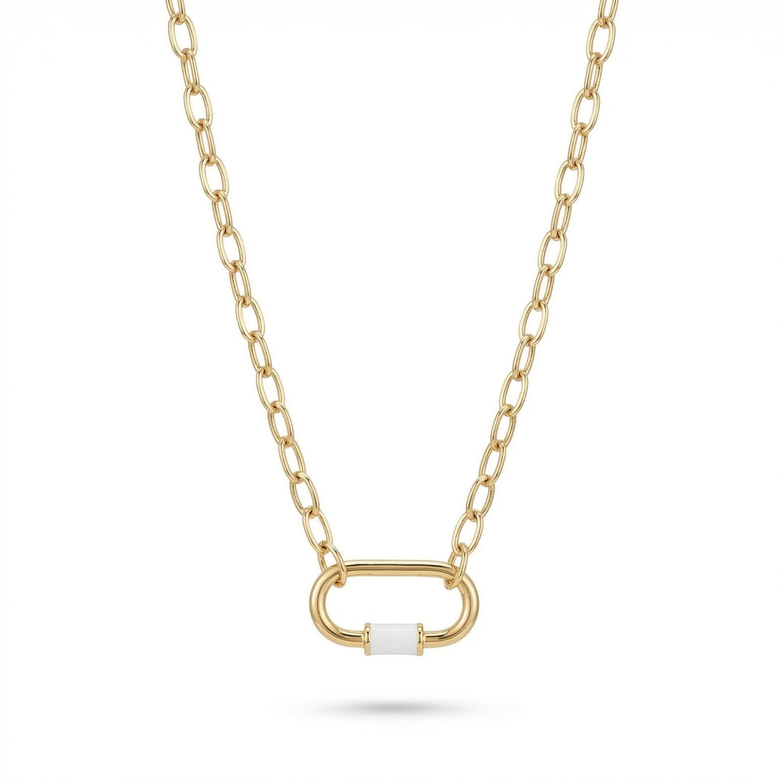 Cable Link Necklace - Gold and White Carabiner