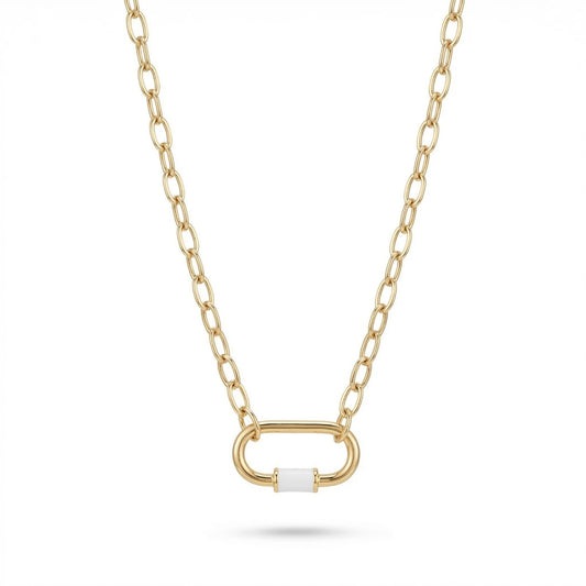 Cable Link Necklace - Gold and White Carabiner