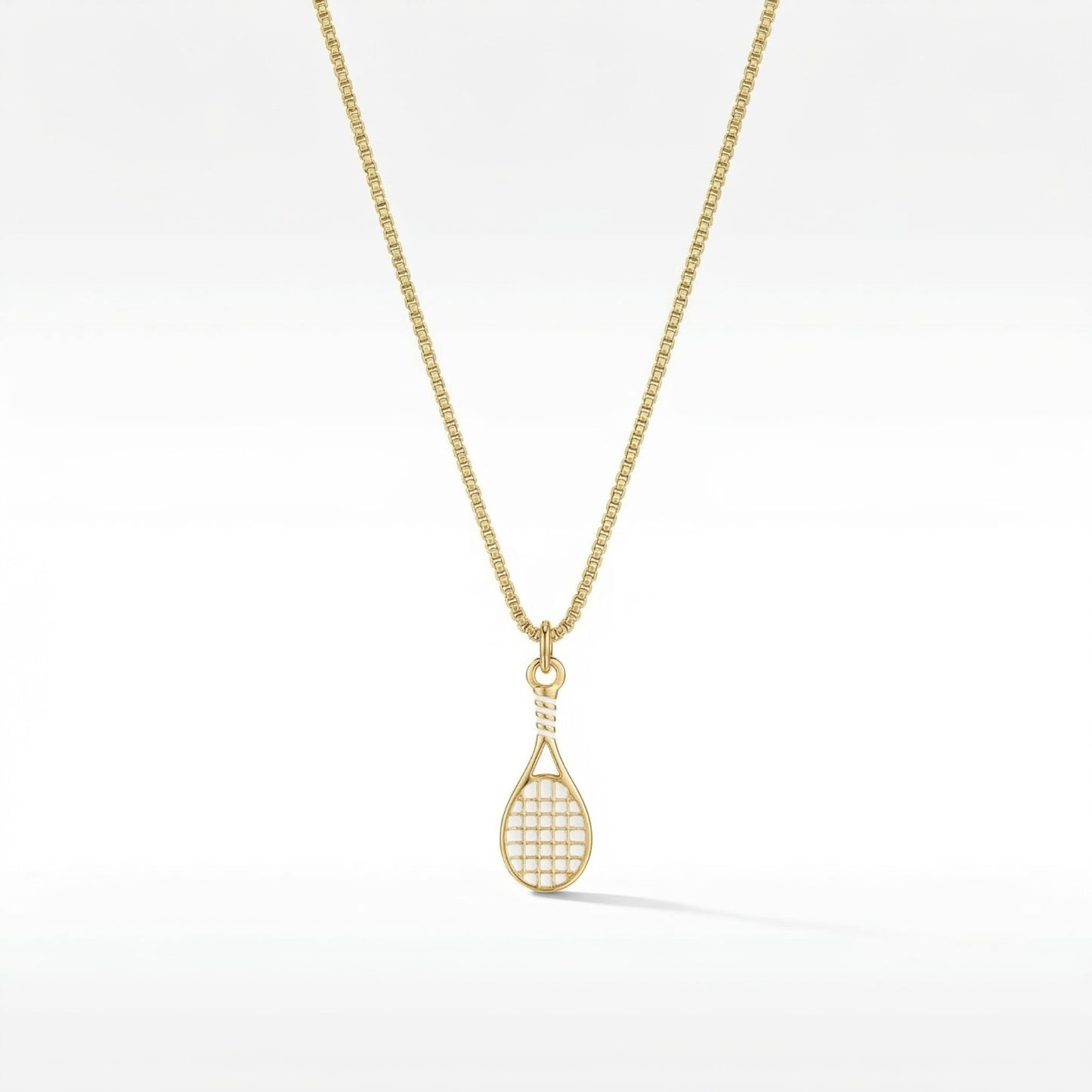 The Tennis Racquet White and Gold Necklace
