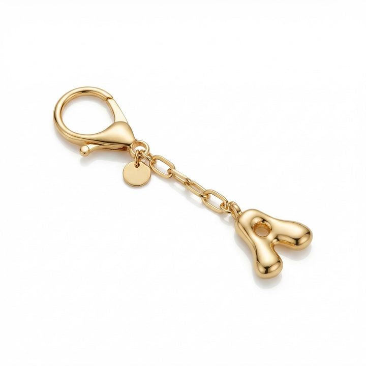 Large Gold Bubble Letter Key Chain