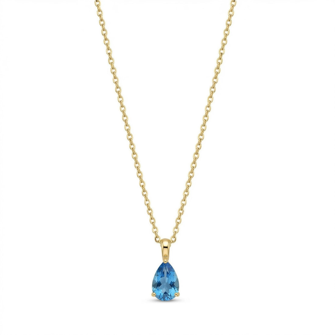 The Birthstones Teardrop Prong Set Gold Necklace